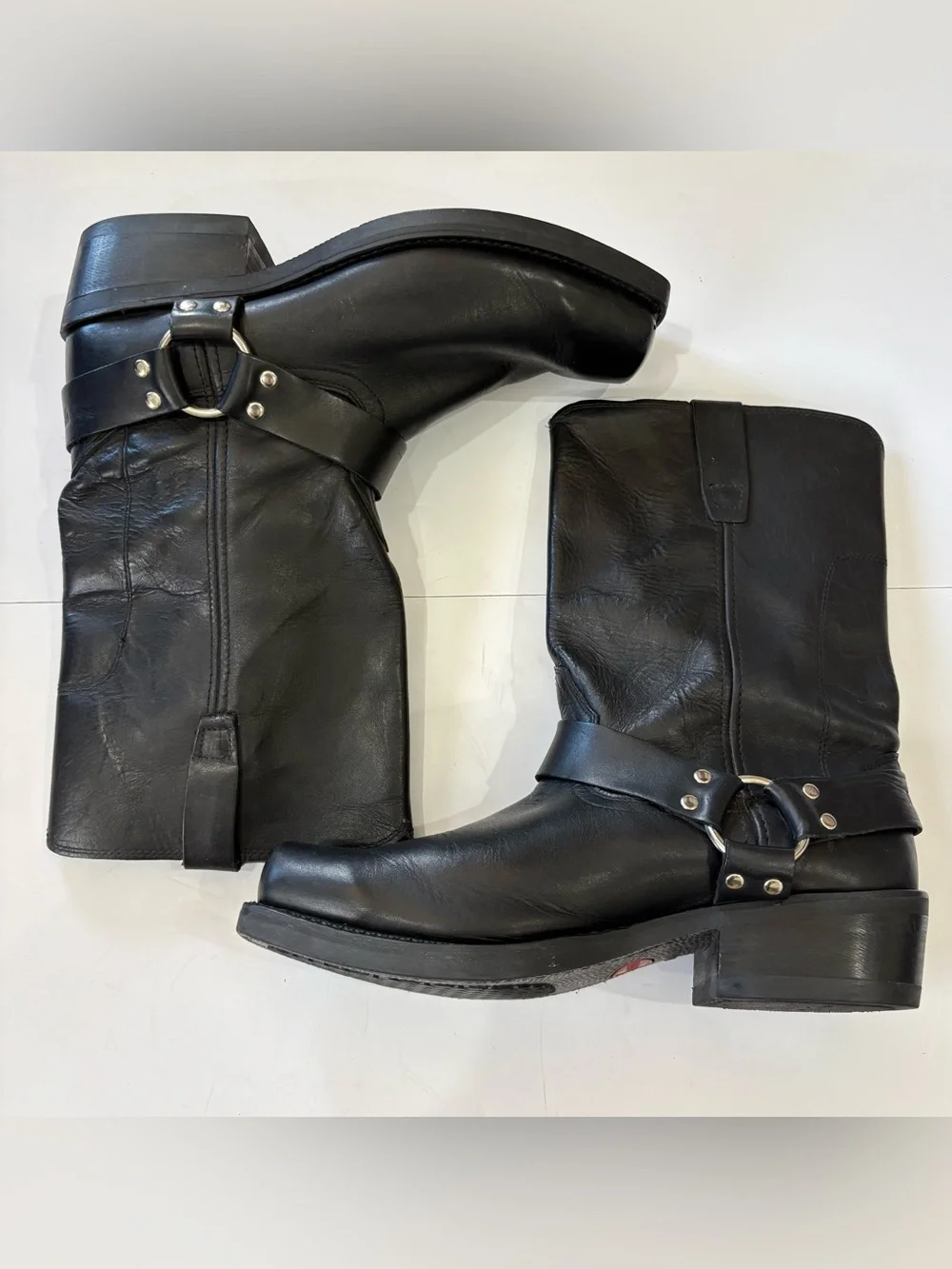 Durango Men’s 11 EE Black Leather Harness Motorcycle Western Boots Square Toe